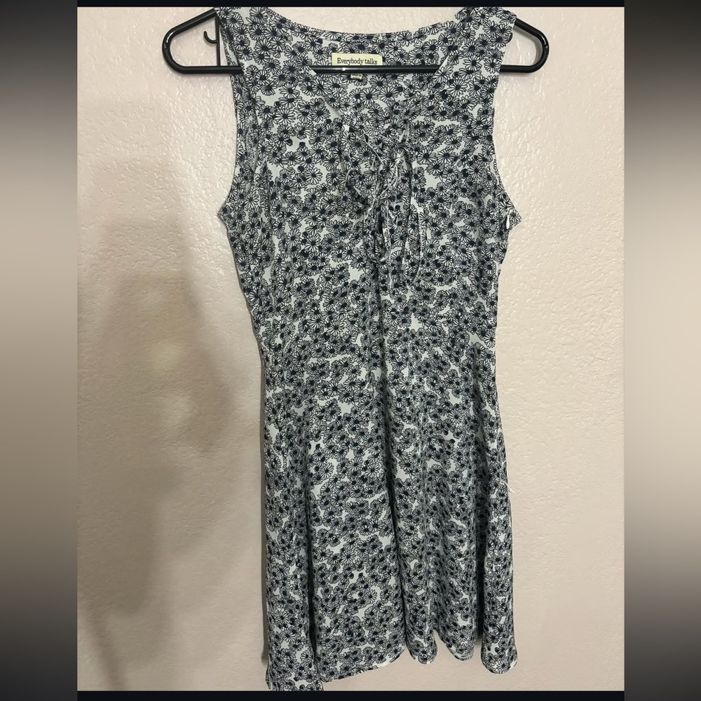 Floral Black and White Sleeveless Dress